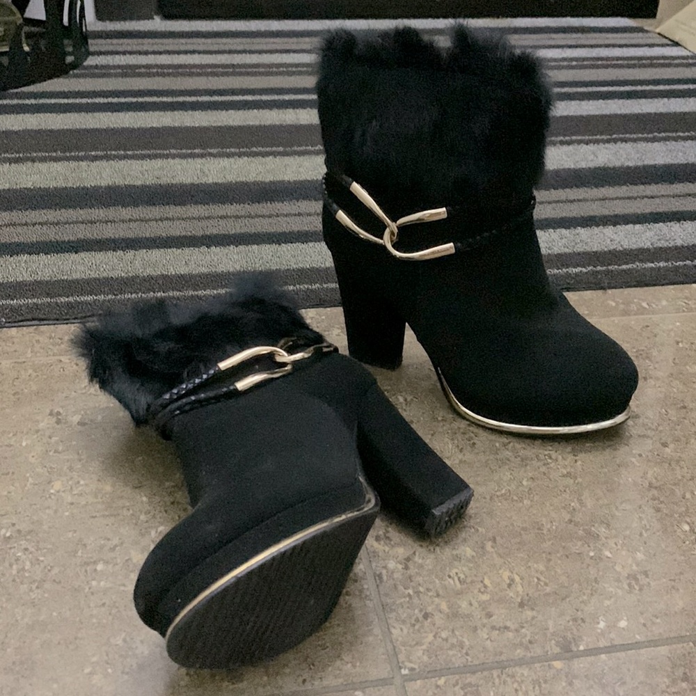 Gold and Black Fur Boots